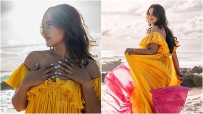 Sonakshi Sinha dropped pictures from a recent photoshoot by the beach, dressed in a colourful gown. The photos garnered compliments from netizens. Scroll through to see Sonakshi's pictures. (Instagram) Sonakshi Sinha dropped pictures from a recent photoshoot by the beach, dressed in a colourful gown. The photos garnered compliments from netizens. Scroll through to see Sonakshi's pictures. (Instagram)