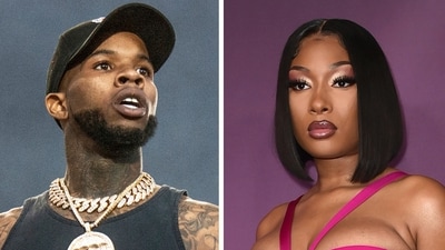 Convicted artist Tory Lanez (L). Hip-hop artist Megan Thee Stallion (R) (AP)