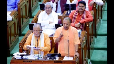 Uttar Pradesh Chief Minister Yogi Adityanath addresses during the 2nd day of the Monsoon session of UP assembly in Lucknow on Tuesday. (HT photo) Uttar Pradesh Chief Minister Yogi Adityanath addresses during the 2nd day of the Monsoon session of UP assembly in Lucknow on Tuesday. (HT photo)
