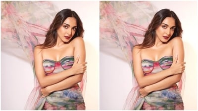 Kiara decked up in an off-shoulder gown featuring corset details, bodycon patterns till the waist, and then cascading to a long and flowy skirt with a floor-sweeping train.&nbsp; (Instagram/@kiaraaliaadvani)