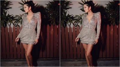 Assisted by celebrity fashion stylist Harshita Samdariya, Sunny accessorised her look with a pair of silver statement hoop earrings and strappy silver heels. (Instagram/@sunnyleone) Assisted by celebrity fashion stylist Harshita Samdariya, Sunny accessorised her look with a pair of silver statement hoop earrings and strappy silver heels. (Instagram/@sunnyleone)