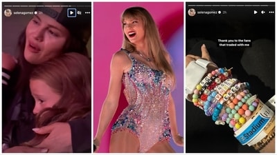 Selena Gomez held sister Gracie tightly in her arms during the concert. Selena Gomez held sister Gracie tightly in her arms during the concert.