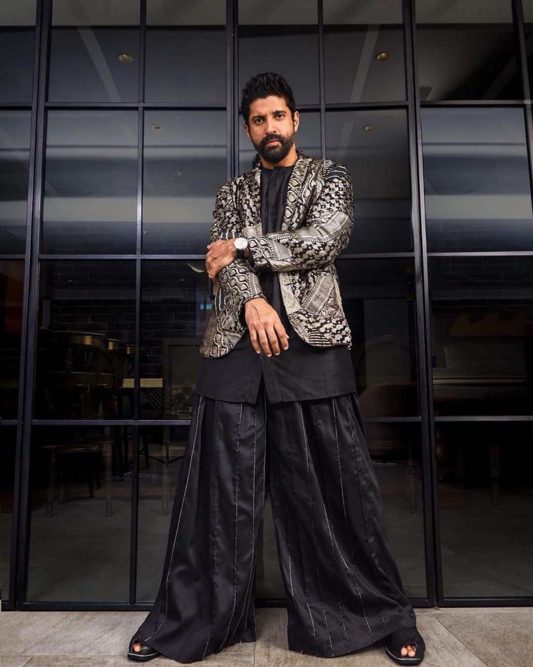 Actor Farhan Akhtar models for Urvashi Kaur’s clothing brand, which will be part of this festive edit. Actor Farhan Akhtar models for Urvashi Kaur’s clothing brand, which will be part of this festive edit.