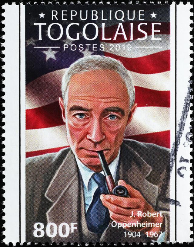 Robert Oppenheimer’s portrait on a stamp of Togo (spatuletail / Shutterstock) Robert Oppenheimer’s portrait on a stamp of Togo (spatuletail / Shutterstock)