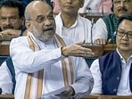 Union Home Minister Amit Shah speaks during a discussion on the No Confidence Motion in the Lok Sabha in the Monsoon Session of Parliament, in New Delhi on Wednesday. (ANI/Sansad TV) Union Home Minister Amit Shah speaks during a discussion on the No Confidence Motion in the Lok Sabha in the Monsoon Session of Parliament, in New Delhi on Wednesday. (ANI/Sansad TV)