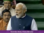PM Modi speaking on the no-confidence motion on Thursday. 