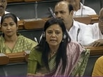 Mahua Moitra speaking in the Lok Sabha on Thursday in favour of the no-confidence motion. 