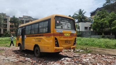 A school bus carrying students was among the vehicles damaged in the incident. (HT PHOTO) A school bus carrying students was among the vehicles damaged in the incident. (HT PHOTO)