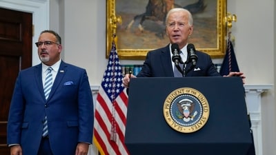 US President Joe Biden speaks in the Roosevelt Room of the White House. (AP) US President Joe Biden speaks in the Roosevelt Room of the White House. (AP)
