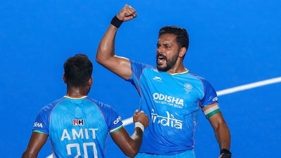 Five minutes before half time, India got a second penalty corner and Harmanpreet converted that as well. At half-time, India led 2-0. (AP) Five minutes before half time, India got a second penalty corner and Harmanpreet converted that as well. At half-time, India led 2-0. (AP)