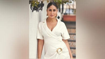 Lastly, Kareena chose subtle smoky eye shadow, kohl-lined eyes, winged eyeliner, mascara on the lashes, feathered brows, glossy nude lip shade, rouged glowing skin, beaming highlighter, and lightly contoured face. A centre-parted sleek ponytail gave the finishing touch to her glamorous ensemble. (Instagram) Lastly, Kareena chose subtle smoky eye shadow, kohl-lined eyes, winged eyeliner, mascara on the lashes, feathered brows, glossy nude lip shade, rouged glowing skin, beaming highlighter, and lightly contoured face. A centre-parted sleek ponytail gave the finishing touch to her glamorous ensemble. (Instagram)