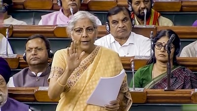 Union Finance Minister Nirmala Sitharaman speaks during the discussion on the Motion of No-Confidence in the Lok Sabha (PTI) Union Finance Minister Nirmala Sitharaman speaks during the discussion on the Motion of No-Confidence in the Lok Sabha (PTI)