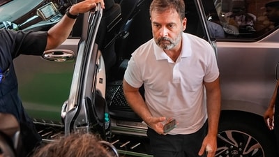 Rahul Gandhi apparently blew a flying kiss inside the Lok Sabha on Wednesday. (PTI) Rahul Gandhi apparently blew a flying kiss inside the Lok Sabha on Wednesday. (PTI)