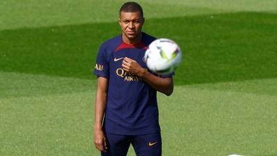 PSG's Kylian Mbappe during training. (REUTERS)
