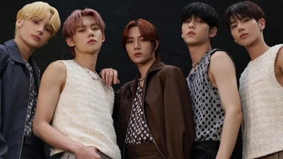 Newly-announced Dior brand ambassador, Tomorrow X Together, aka TXT, members Soobin, Yeonjun, Beomgyu, Taehyun and Hueningkai pose in custom Dior outfits they wore for Lollapalooza. (Instagram) Newly-announced Dior brand ambassador, Tomorrow X Together, aka TXT, members Soobin, Yeonjun, Beomgyu, Taehyun and Hueningkai pose in custom Dior outfits they wore for Lollapalooza. (Instagram)