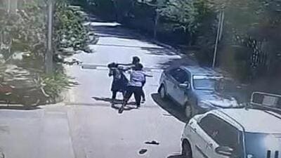 Victim’s husband shared the CCTV footage of the assault on his wife and kid by Uber driver in Bengaluru (Twitter Photo) Victim’s husband shared the CCTV footage of the assault on his wife and kid by Uber driver in Bengaluru (Twitter Photo)