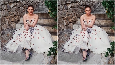 Assisted by celebrity fashion stylists Sanam Ratansi and Rhia Kapoor, Aditi kept her accessories to a minimum, styling her look with a pair of stray heels and stud earrings. (Instagram/@aditiraohydari) Assisted by celebrity fashion stylists Sanam Ratansi and Rhia Kapoor, Aditi kept her accessories to a minimum, styling her look with a pair of stray heels and stud earrings. (Instagram/@aditiraohydari)