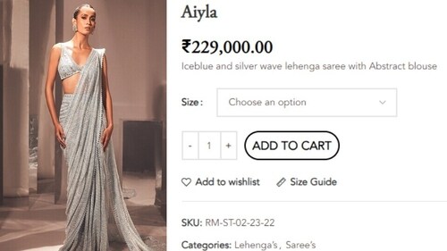 The price of the saree and bustier Khushi Kapoor wore for the photoshoot. (ritikamirchandani.com) The price of the saree and bustier Khushi Kapoor wore for the photoshoot. (ritikamirchandani.com)