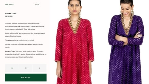 The price of the silk Bandhej suit set Deepika Padukone and Yami Gautam wore. (rawmango.com) The price of the silk Bandhej suit set Deepika Padukone and Yami Gautam wore. (rawmango.com)