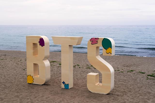 Big BTS sign on the beach in Samcheock County, South Korea (Jin Choi Photography/Shutterstock) Big BTS sign on the beach in Samcheock County, South Korea (Jin Choi Photography/Shutterstock)