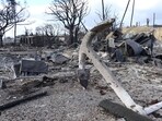A view of burned debris after wildfires devastated the historic town of Lahaina, Maui, Hawaii.