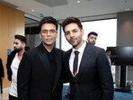 Karan Johar posed with Kartik Aaryan at the event. Karan Johar posed with Kartik Aaryan at the event.