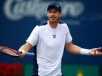 Andy Murray of Great Britain reacts against Lorenzo Sonego of Italy during Day Two of the National Bank Open, part of the Hologic ATP Tour, at Sobeys Stadium