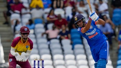 India's Shubman Gill is stumped by West Indies' Roston Chase (AP) India's Shubman Gill is stumped by West Indies' Roston Chase (AP)