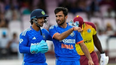 Indian cricketers Ishan Kishan (L) and Ravi Bishnoi (R) (AFP) Indian cricketers Ishan Kishan (L) and Ravi Bishnoi (R) (AFP)