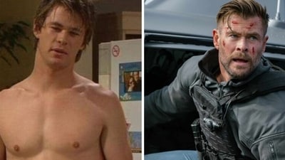Chris Hemsworth in 2004 and 2023 respectively Chris Hemsworth in 2004 and 2023 respectively