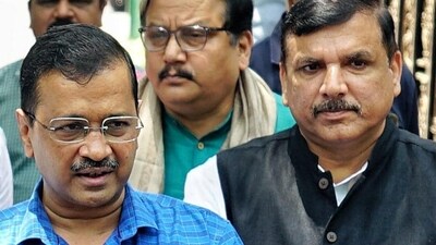 Delhi chief minister Arvind Kejriwal and Sanjay Singh. (ANI) Delhi chief minister Arvind Kejriwal and Sanjay Singh. (ANI)