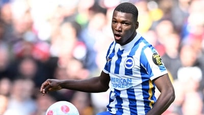 Moises Caicedo in action for Brighton. (AFP)