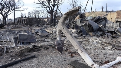 A view of burned debris after wildfires devastated the historic town of Lahaina, Maui, Hawaii. (via REUTERS)