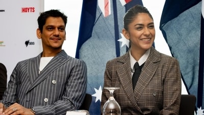 Vijay Verma decked up in a grey stripd suit while Mrunal Thakur chose a brown check suit for the film festival. Both of them were seen in different segments of the anthology, Lust Stories 2 recently. Vijay Verma decked up in a grey stripd suit while Mrunal Thakur chose a brown check suit for the film festival. Both of them were seen in different segments of the anthology, Lust Stories 2 recently. 