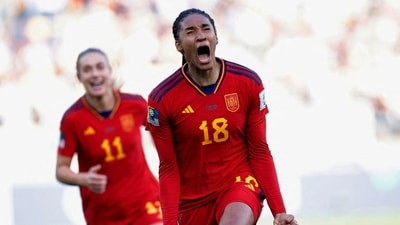 FIFA Women’s World Cup: Spain's Salma Paralluelo celebrates scoring their second goal (REUTERS)