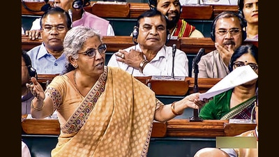 Union Finance Minister Nirmala Sitharaman speaks in Lok Sabha during the ongoing Monsoon session. (ANI)