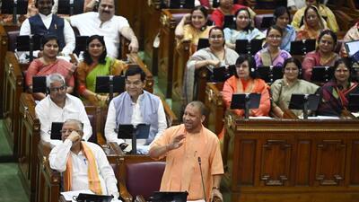 Uttar Pradesh chief minister Yogi Adityanath in the state assembly on Friday. (Deepak Gupta/HT) Uttar Pradesh chief minister Yogi Adityanath in the state assembly on Friday. (Deepak Gupta/HT)