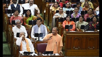 Uttar Pradesh chief minister Yogi Adityanath speaking at the Assembly on August 11. (HT photo) Uttar Pradesh chief minister Yogi Adityanath speaking at the Assembly on August 11. (HT photo)