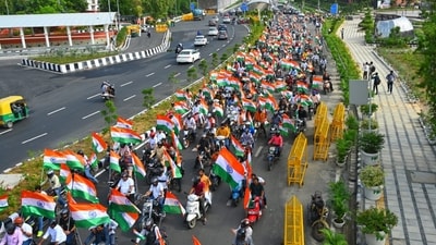 A bike rally was conducted as a part of the second edition of the Har Ghar Tiranga campaign ahead of the 77th Independence Day on August 15. The campaign was launched by Prime Minister Narendra Modi last year on July 22 "to deepen our connect with the national flag." (Vipin Kumar/HT Photo) A bike rally was conducted as a part of the second edition of the Har Ghar Tiranga campaign ahead of the 77th Independence Day on August 15. The campaign was launched by Prime Minister Narendra Modi last year on July 22 "to deepen our connect with the national flag." (Vipin Kumar/HT Photo)