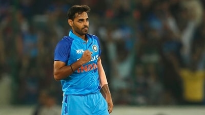Bhuvneshwar Kumar in action for India in 2022 (Getty)