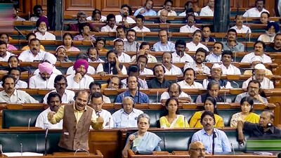 Congress MP Adhir Ranjan Chowdhury speaks during the discussion on the Motion of No-Confidence in the Lok Sabha during the Monsoon session of Parliament, in New Delhi, Thursday, Aug. 10, 2023. (PTI)