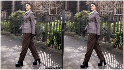 For her chic look, Mrunal plucked a suit outfit from the shelves of fashion designer Manika Nanda, while her styling was done by celebrity fashion stylist Sheefa J Gilani. (Instagram/@mrunalthakur) For her chic look, Mrunal plucked a suit outfit from the shelves of fashion designer Manika Nanda, while her styling was done by celebrity fashion stylist Sheefa J Gilani. (Instagram/@mrunalthakur)