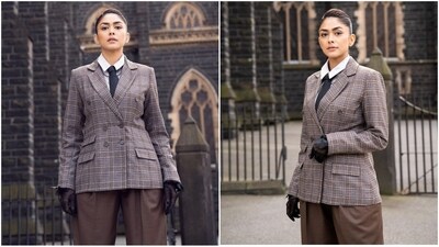 On Friday, Mrunal gave her fans a sweet surprise as she took to Instagram to upload a series of pictures with the caption "Suit and tie". (Instagram/@mrunalthakur) On Friday, Mrunal gave her fans a sweet surprise as she took to Instagram to upload a series of pictures with the caption "Suit and tie". (Instagram/@mrunalthakur)