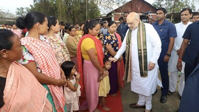 Home Minister Amit Shah meeting tribal community in Manipur. Home Minister Amit Shah meeting tribal community in Manipur.