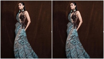 The gown came with a floor-sweeping train and made her look right out of a dream. In shoes from the shelves of Christian Louboutin, Sobhita completed her look. (Instagram/@sobhitad) The gown came with a floor-sweeping train and made her look right out of a dream. In shoes from the shelves of Christian Louboutin, Sobhita completed her look. (Instagram/@sobhitad)