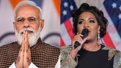 During Modi's historic state visit to the United States in June, Mary Millben touched his feet after singing Jana Gana Mana. During Modi's historic state visit to the United States in June, Mary Millben touched his feet after singing Jana Gana Mana.
