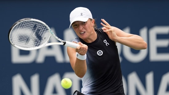 Swiatek set up a quarterfinal match against Danielle Collins (AP)
