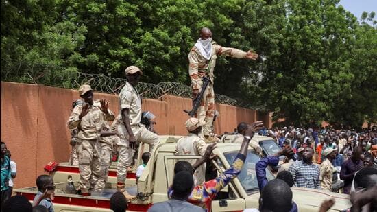 Nigerien security forces prepare to disperse pro-junta demonstrators gathered outside the French embassy, in Niamey, the capital city of Niger on July 30 (REUTERS FILE)
