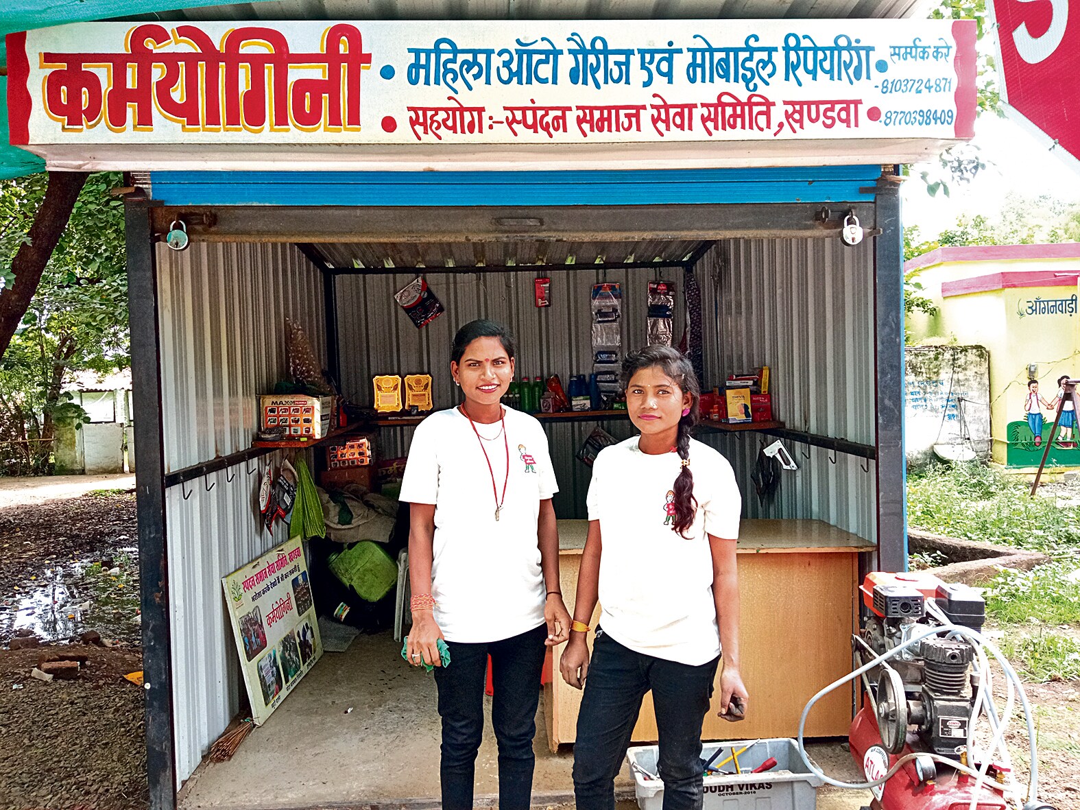 The Khalwa panchayat recently allotted a plot of land to Gayatri Kasde and Mantu Kasde, for their repair shop. ‘I earn ₹500 a day,’ says Gayatri, 23. ‘It allows me to live my life the way I want.’ The Khalwa panchayat recently allotted a plot of land to Gayatri Kasde and Mantu Kasde, for their repair shop. ‘I earn ₹500 a day,’ says Gayatri, 23. ‘It allows me to live my life the way I want.’