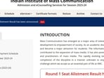 IIMC round 1 seat allotment result released at iimc.admissions.nic.in IIMC round 1 seat allotment result released at iimc.admissions.nic.in